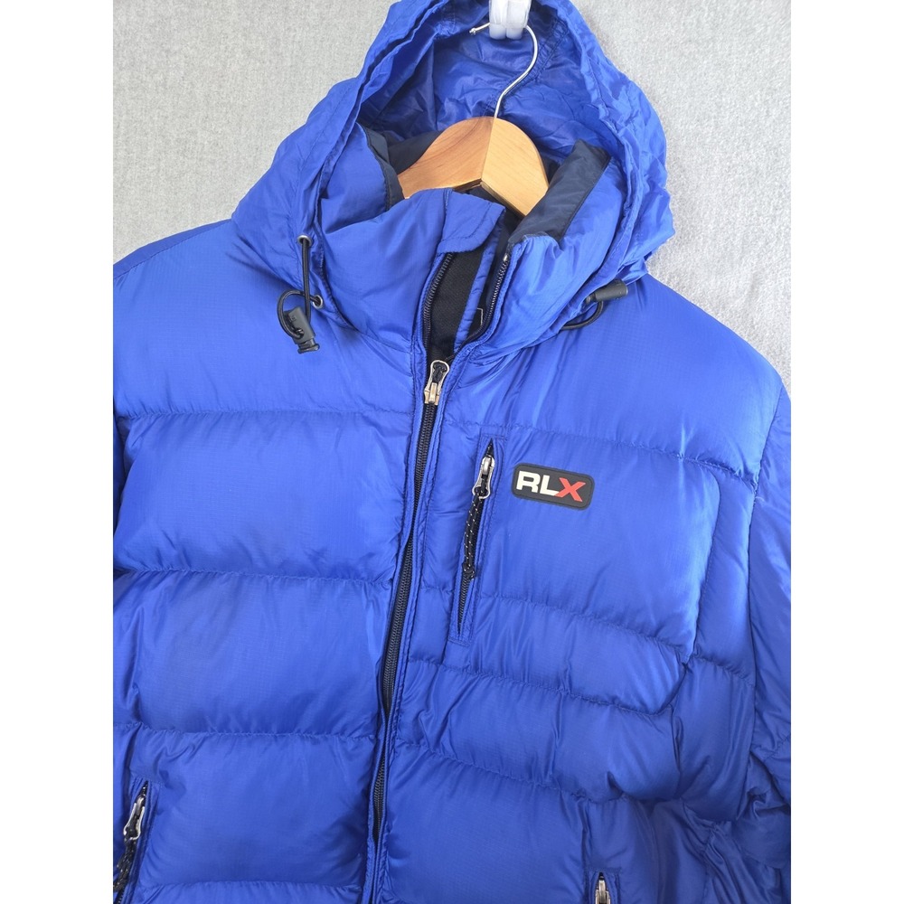 Polo Sport RLX Ralph Lauren Womens L Down Puffer Jacket Winter Coat Blue Hooded